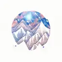 mountains inside an arch, with gemini constellation stars tattoo design idea