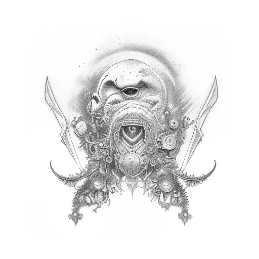 маска хання которую обвивает дракон  tattoo design idea