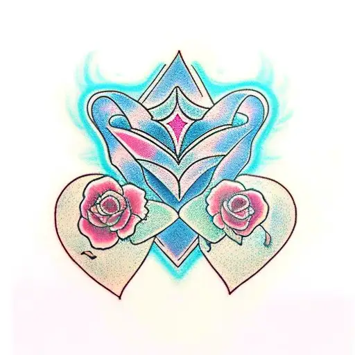 neo Trad heart with name Lilly  tattoo design idea