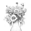 broken vase with flowers tattoo design idea