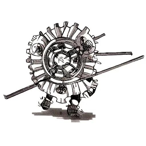 Braille tattoo name "Luffy" and gear 5 laughing luffy. tattoo design idea