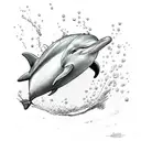 swimmer dolphin kicking underwater tattoo design idea