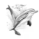 swimmer dolphin kicking underwater tattoo design idea