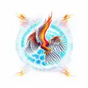 rising phoenix with flames tattoo design idea