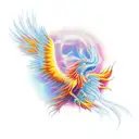 rising phoenix with flames tattoo design idea