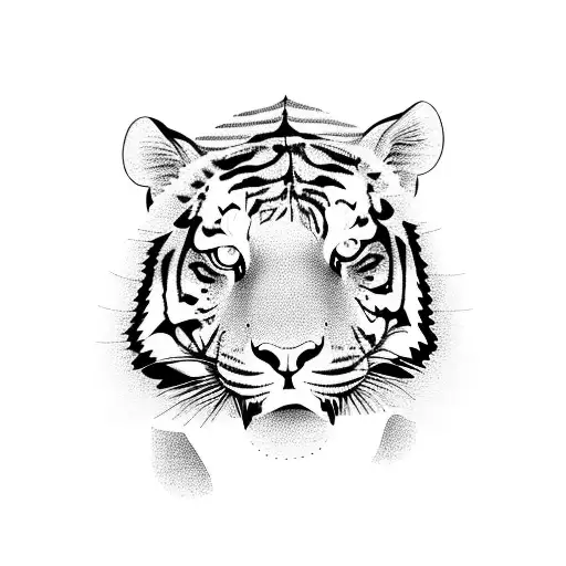 Tiger and vegetation tattoo design idea
