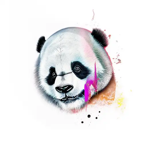 panda head with skull tattoo design idea