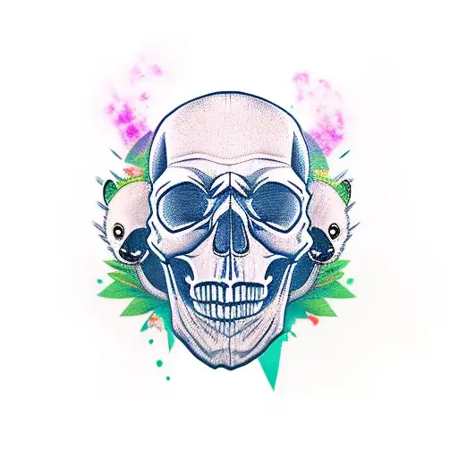 skull with angry panda tattoo design idea