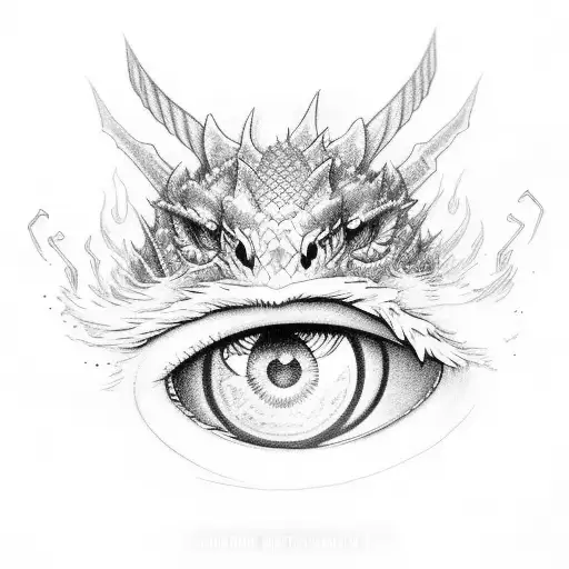 eyes with dragon lightning tattoo design idea