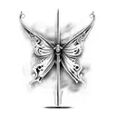 sword with butterfly tattoo design idea