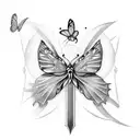 sword with butterfly tattoo design idea