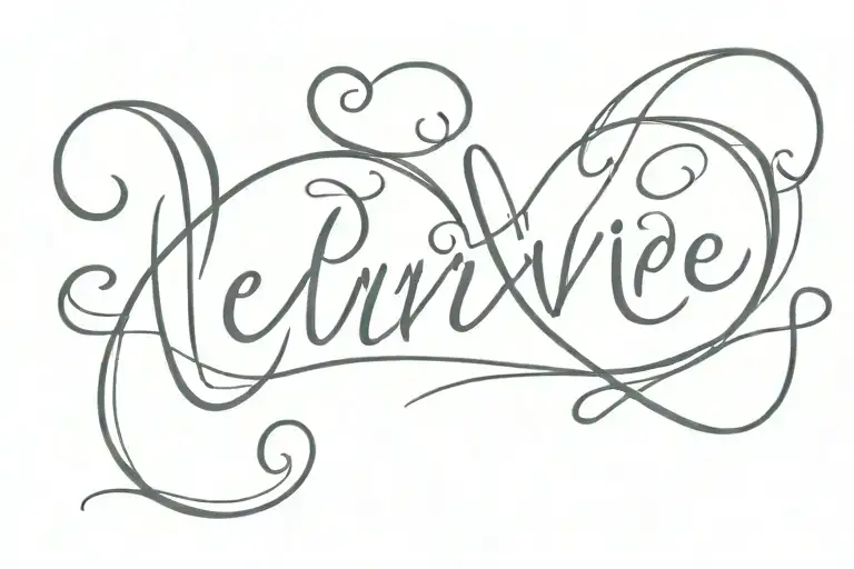 cursive e with a heart, wide spacing  tattoo design idea