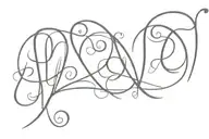 cursive e with a heart, wide spacing  tattoo design idea