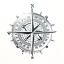 nautical  old school compass black and gray realism tattoo design idea