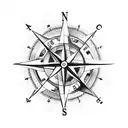 nautical  old school compass black and gray realism tattoo design idea
