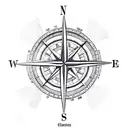 nautical  old school compass black and gray realism tattoo design idea