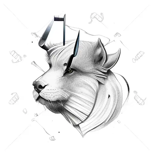 Barber tools forming an animal silhouette tattoo design idea