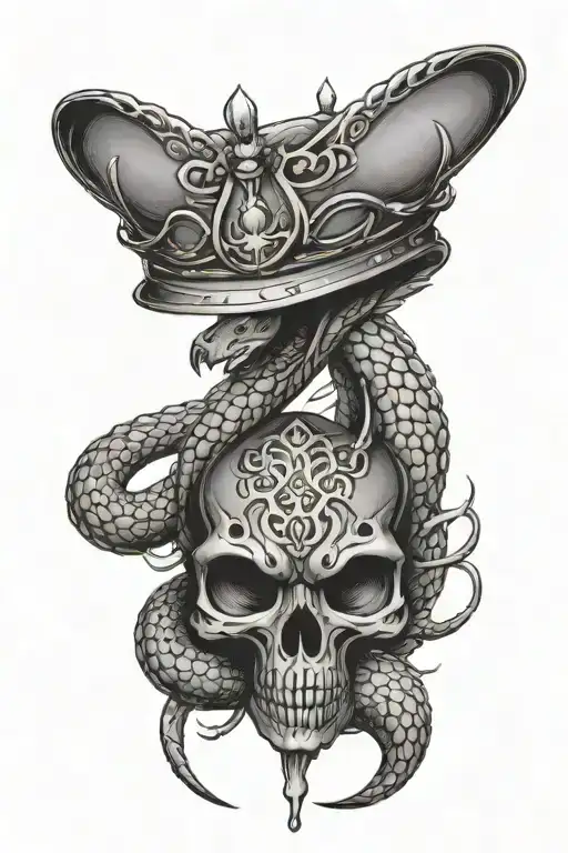 cobra wrapped on a ace of kings crown tattoo design idea