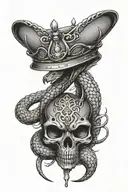 cobra wrapped on a ace of kings crown tattoo design idea