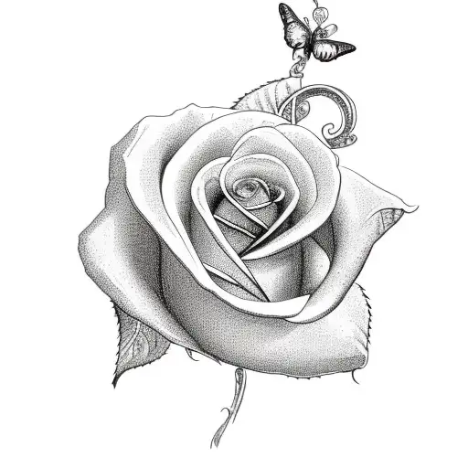 single rose sketch tattoo