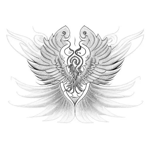 phoenix wings that wrap around the belly button like a graceful and intricate frame. The tail feathers could extend down tattoo design idea