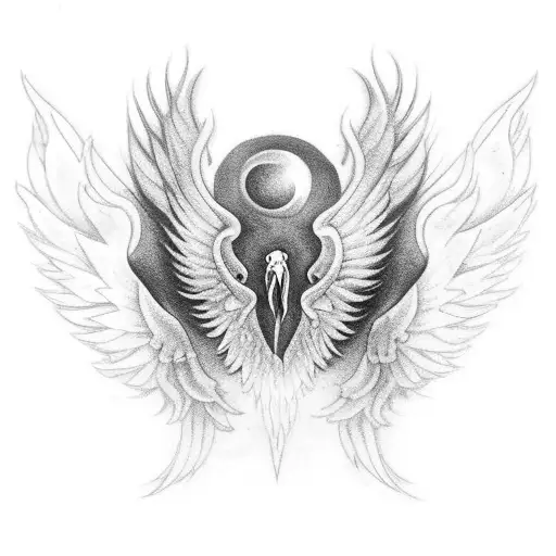 Pheonix wings around the belly button  tattoo design idea