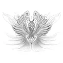 phoenix wings that wrap around the belly button like a graceful and intricate frame. The tail feathers could extend down tattoo design idea