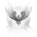 phoenix wings that wrap around the belly button like a graceful and intricate frame. The tail feathers could extend down tattoo design idea