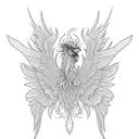 phoenix wings that wrap around the belly button like a graceful and intricate frame. The tail feathers could extend down tattoo design idea