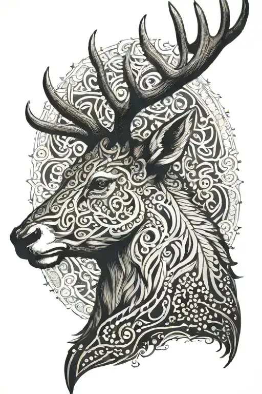 stag head tattoo design idea