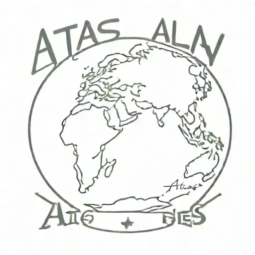 Earth with the words Atlas Abbiew as the continents tattoo design idea