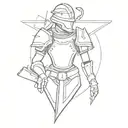 sapper armor about daughter with initials H tattoo design idea