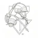 sapper armor about daughter with initials H tattoo design idea
