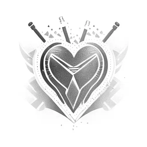 Generate a heart with a whiskey bottle, chocolate brownie and chips tattoo design idea