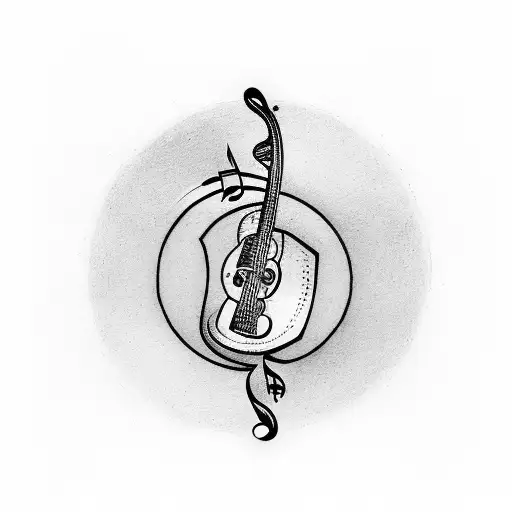 a hand flipping you off with music notes for the fingers and a bass clef for the thumb tattoo design idea