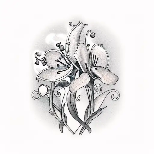 memorial tattoo with elephants lily of the valley saying Amelia Bal may 11th,2005- February 18,2024 tattoo design idea