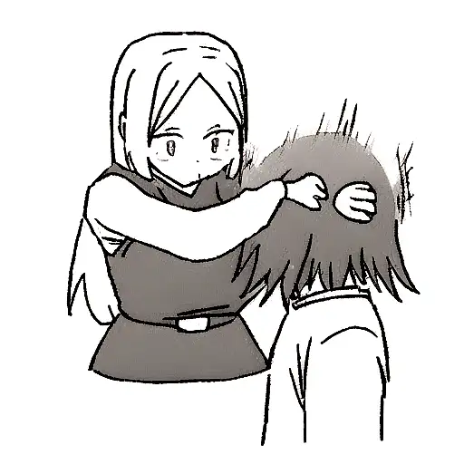 A girl and a big cat press their foreheads against each other tattoo design idea