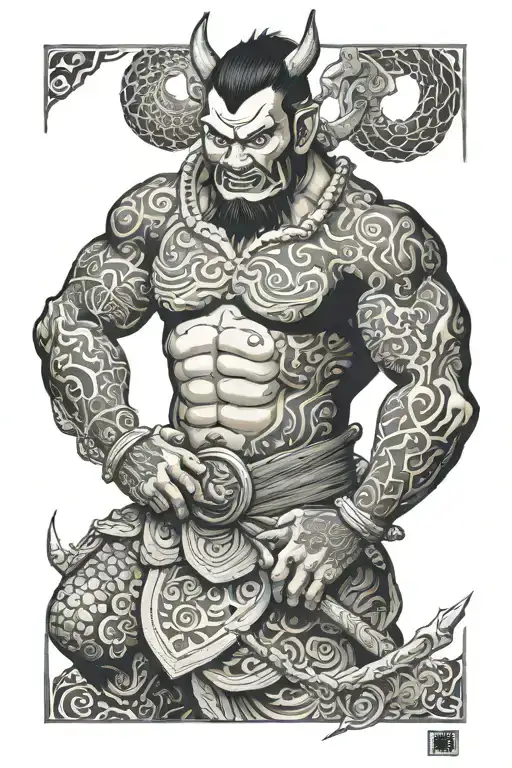 demon filipino warrior tattoo design idea