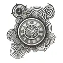 Psychedelic labyrinth with time clock tattoo design idea