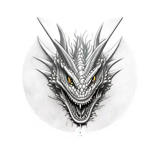 realistic Dragon wrapped around sword tattoo design idea