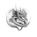 realistic Dragon wrapped around Excalibur  tattoo design idea