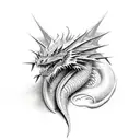 realistic Dragon wrapped around Excalibur  tattoo design idea