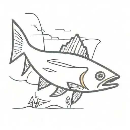 basquiat fish swimming tattoo design idea