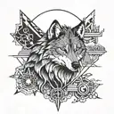 Create a tattoo inspired by Inca and Maya civilizations featuring a wolf as a central figure tattoo design idea