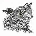 Create a tattoo inspired by Inca and Maya civilizations featuring a wolf as a central figure tattoo design idea