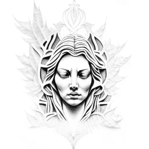 weeping angel in forest tattoo design idea