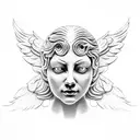 weeping angel in forest tattoo design idea