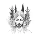 weeping angel in forest tattoo design idea