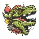 dino with frag grenade tattoo design idea