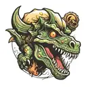 dino with frag grenade tattoo design idea